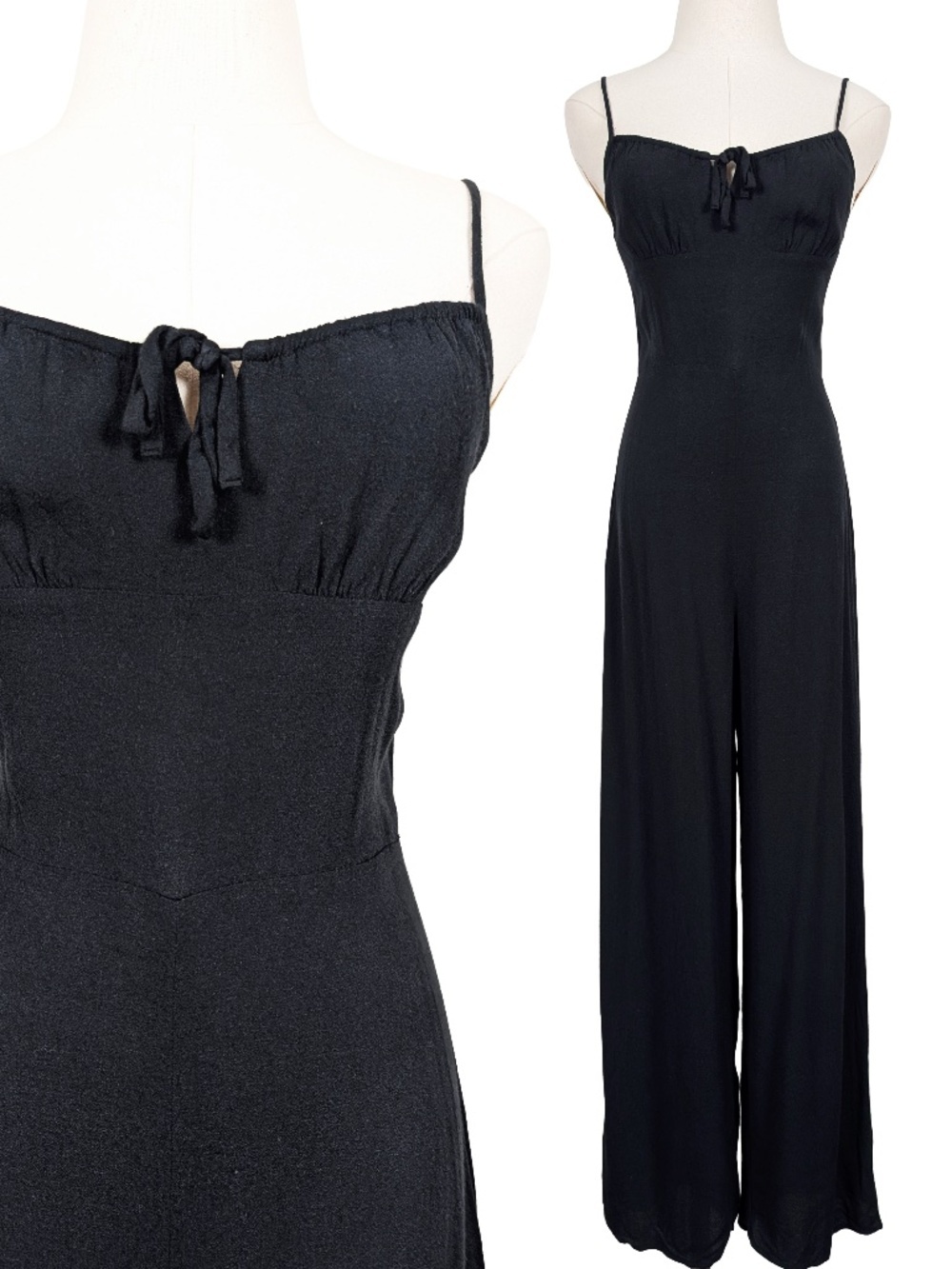 Wilfred Black Wide Leg Jumpsuit Size 2 XS Milkmaid Neckline Semi-Formal